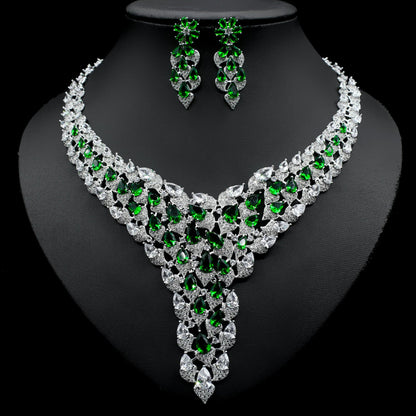 Full Diamond Exaggerated Fashion Necklace Earrings eprolo