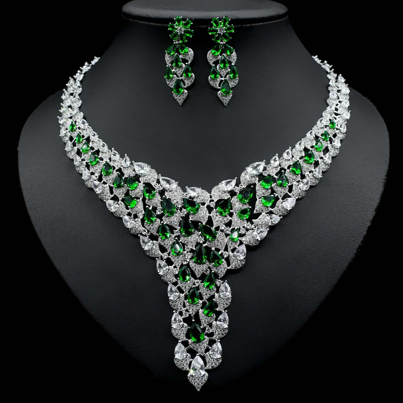 Full Diamond Exaggerated Fashion Necklace Earrings eprolo