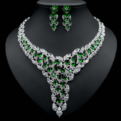 Full Diamond Exaggerated Fashion Necklace Earrings eprolo