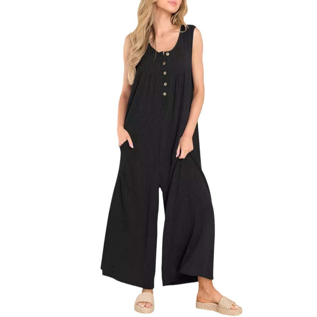 Summer European And American Style Fresh Casual Women's Pocket Jumpsuit eprolo