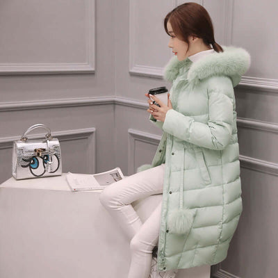 Korean down cotton-padded overcoat for women over the knee eprolo
