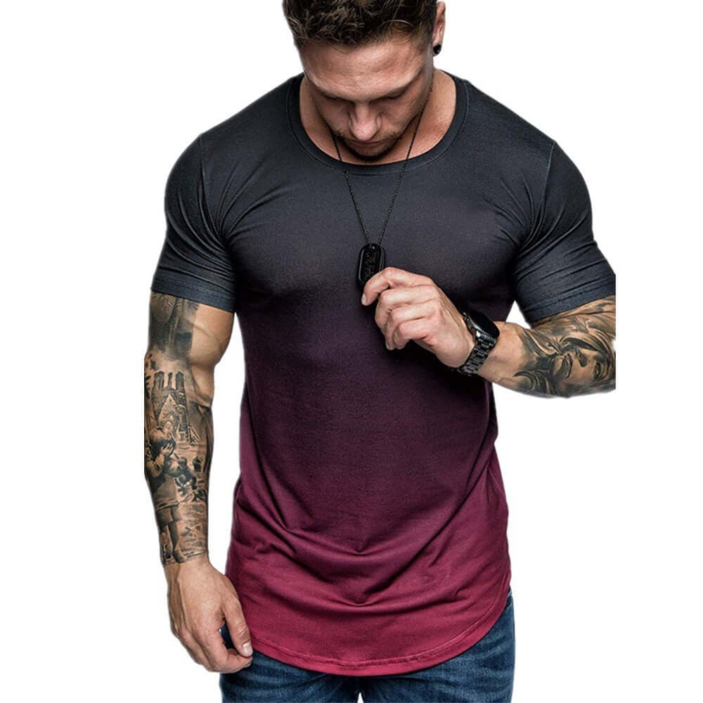 Gradient T-shirt Summer Round Neck Short Sleeve T-shirt Men eprolo