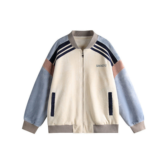 Couple Color Contrast Patchwork Loose Baseball Uniform Jacket Coat eprolo