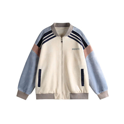 Couple Color Contrast Patchwork Loose Baseball Uniform Jacket Coat eprolo