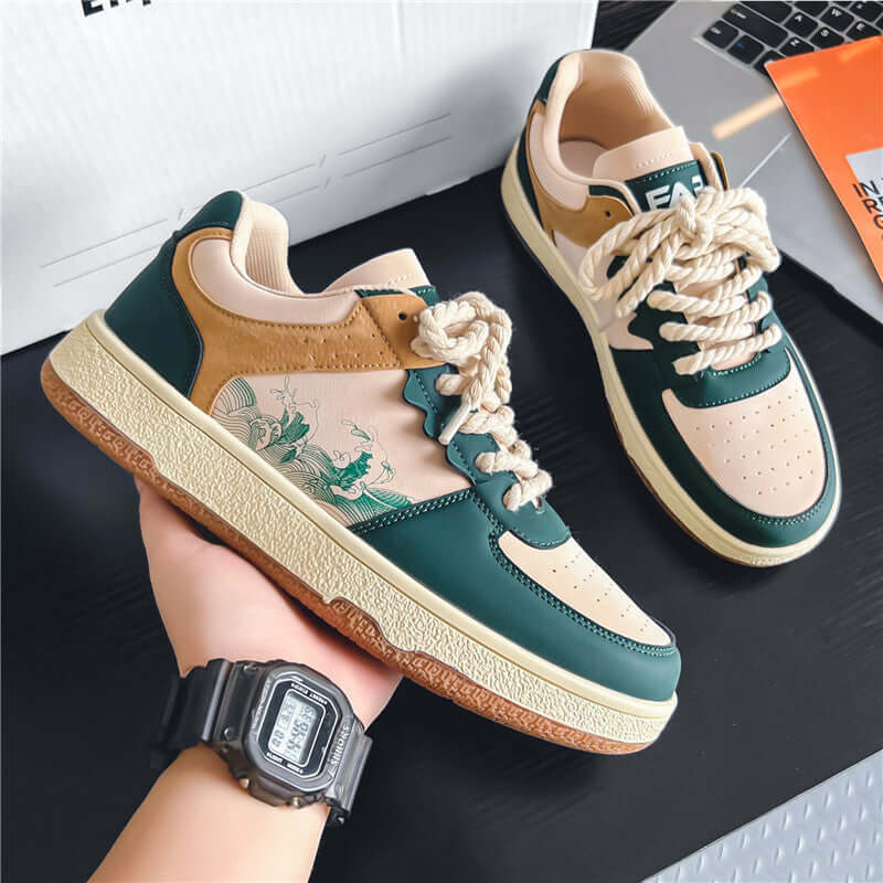 Lace-up Casual Shoes Men Soft Thick Sole Fashion Comfortable Breathable Flats Sneakers Student Platform Outdoor Walking Shoes eprolo