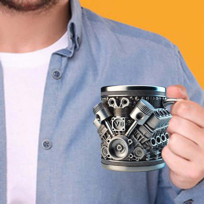 3D Engines - designed Stainless Steel Mug. Ideal for coffee/beer, a fun home & office drinking accessory. eprolo