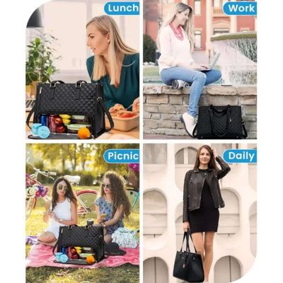 Convenient Commute New Lunch Bag Women's Insulated Lunch Box Women's Leak-proof Large Purse Diagonal Computer Storage eprolo