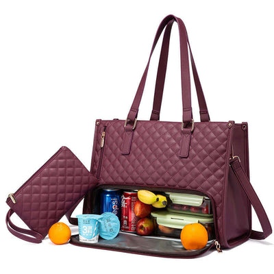 Convenient Commute New Lunch Bag Women's Insulated Lunch Box Women's Leak-proof Large Purse Diagonal Computer Storage eprolo