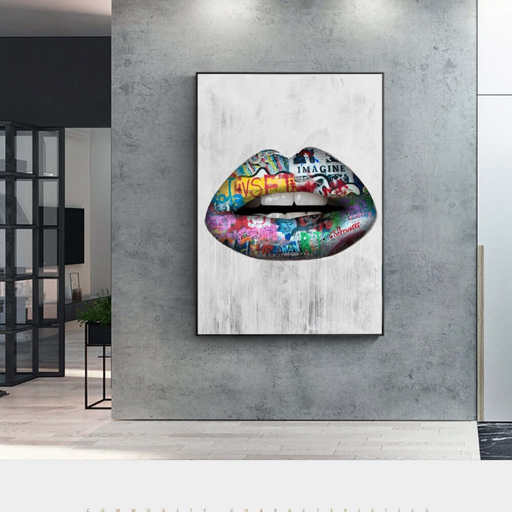 Abstract graffiti lip wall painting eprolo