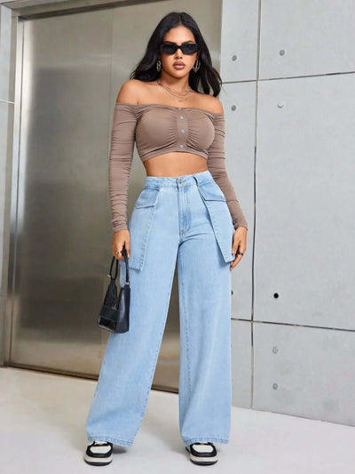 Wide Leg Jeans with Pockets eprolo