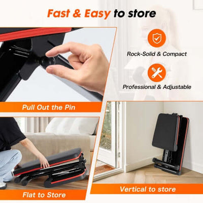 Adjustable foldable workout bench for home gym strength training