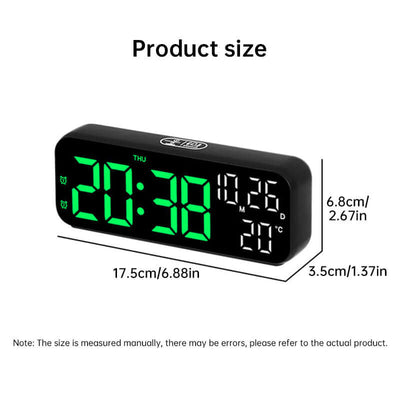 Digital Alarm Clock with Temp, Date, Week. Night Mode. Voice - controlled. 12/24H LED eprolo
