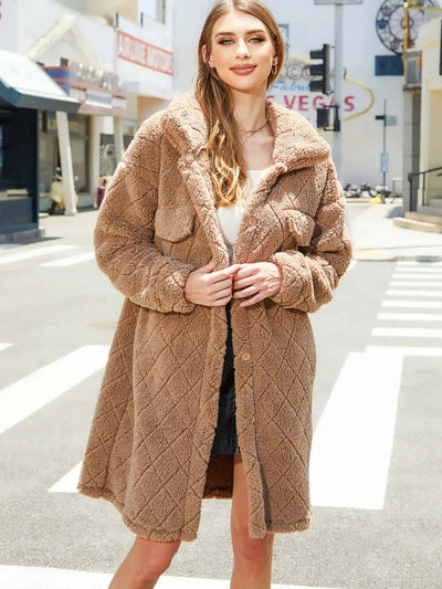 Texture Button Up Dropped Shoulder Coat eprolo