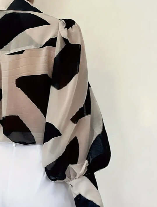 Abstract Pattern Printed Directional Shirt Long Sleeved eprolo