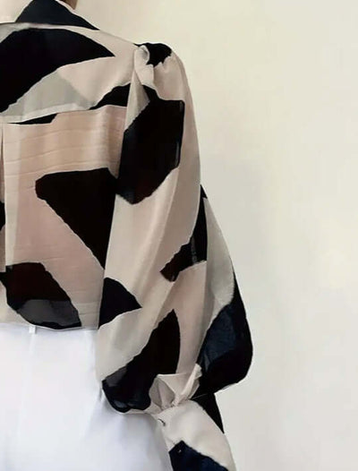 Abstract Pattern Printed Directional Shirt Long Sleeved eprolo