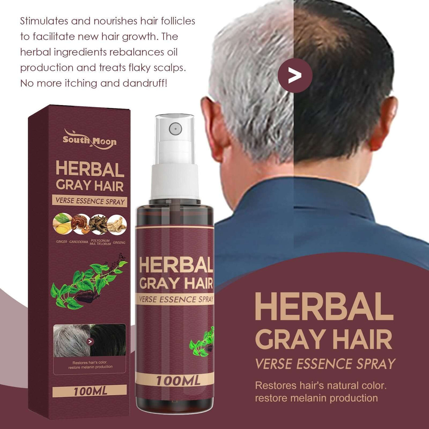 Herbal Black Hair Liquid Polygonum Multiflorum Herb Essence Moisturizing Black Hair Conditioner eprolo