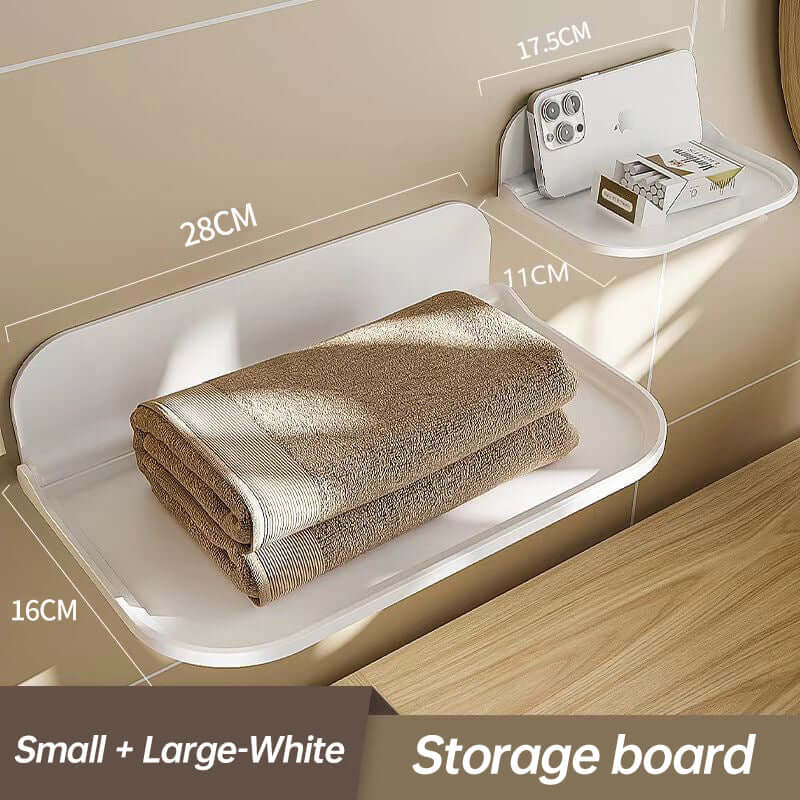 New Foldable Punch - Free Wall - mounted Plastic Floating Shelf for Bathroom and Toilet, Ideal for Towel and Clothes Storage eprolo