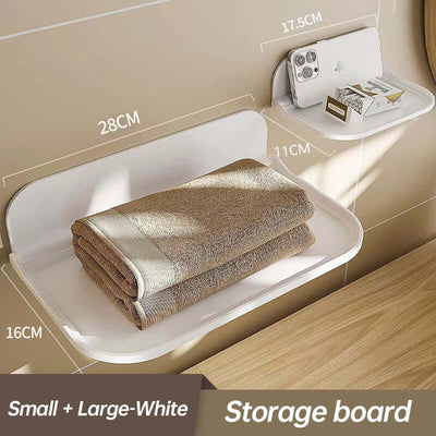 New Foldable Punch - Free Wall - mounted Plastic Floating Shelf for Bathroom and Toilet, Ideal for Towel and Clothes Storage eprolo