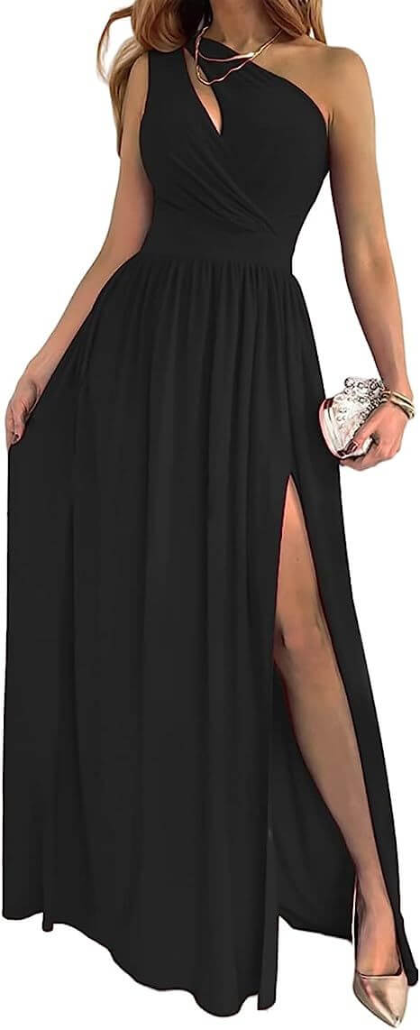 Women's One Shoulder High Split Cutout Sleeveless Elegant Sexy Cocktail Maxi Dress eprolo