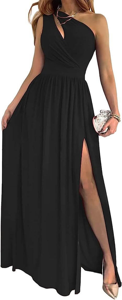 Women's One Shoulder High Split Cutout Sleeveless Elegant Sexy Cocktail Maxi Dress eprolo
