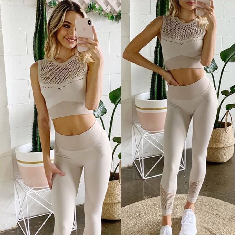 Carry buttock shark knitted seamless hollow out vest fitness eprolo