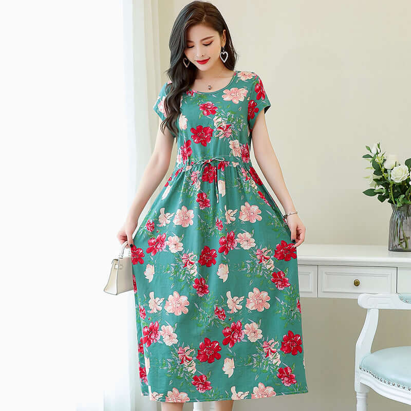 Women's Fashion Casual Cotton Linen Mid-length Dresses eprolo
