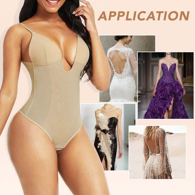 Slimming backless body-shaping corset with T-back design
