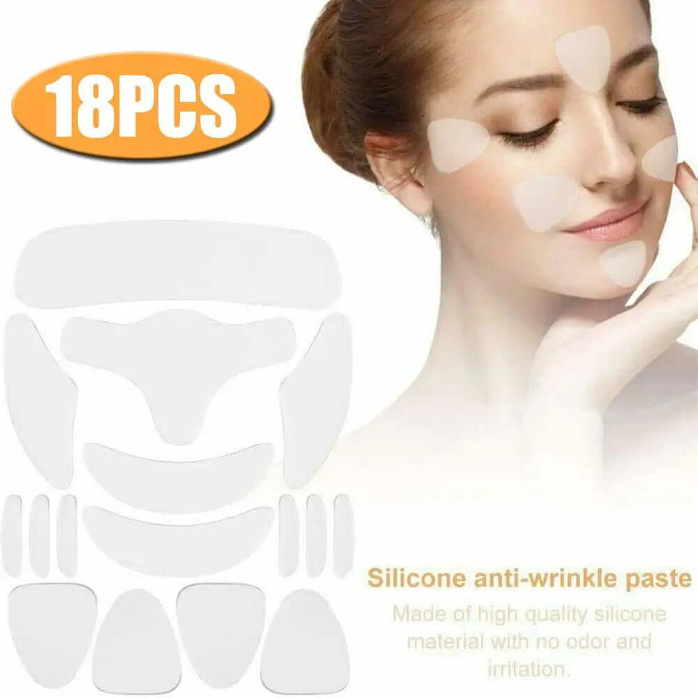 18Pcs Reusable Silicone Face Patch Set Anti Wrinkle Patches For Face Neck Forehead Eye Cheek Chest Pads Beauty Tools eprolo
