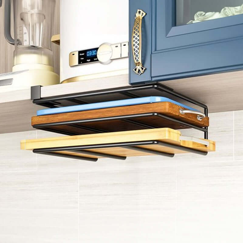 Under - Cupboard Hanging Organizer: Hooks for Paper Towels, Rags, Plus Shelf for Cutting Boards & Pot Covers eprolo