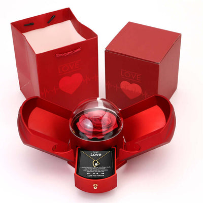 Double open rose gift box drawer style rose jewelry box angel wings Chinese Valentine's Day necklace gift box eprolo
