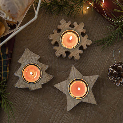 New Christmas Nordic Wood Snowflake Candlestick Ornaments eprolo