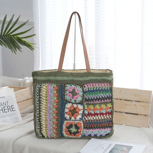 European And American Style Paper String Crocheted Straw Bag eprolo