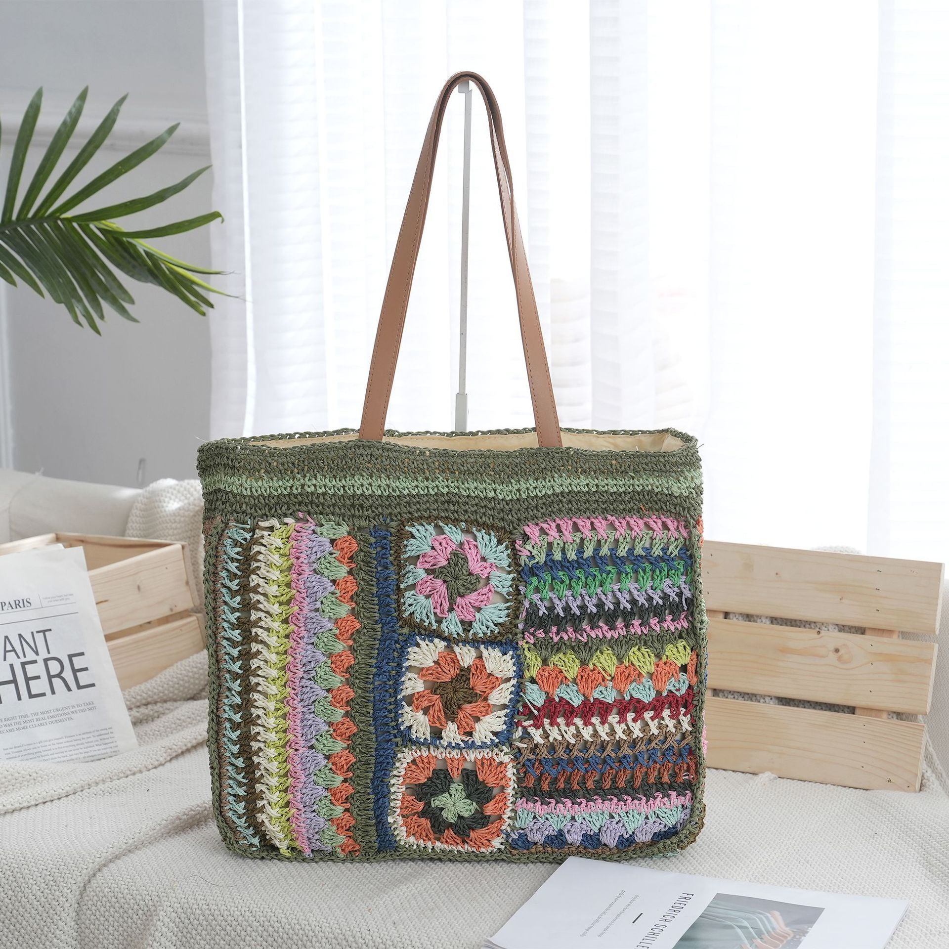European And American Style Paper String Crocheted Straw Bag eprolo