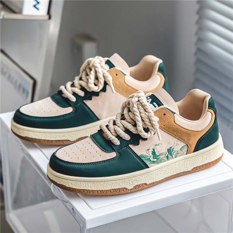 Lace-up Casual Shoes Men Soft Thick Sole Fashion Comfortable Breathable Flats Sneakers Student Platform Outdoor Walking Shoes eprolo