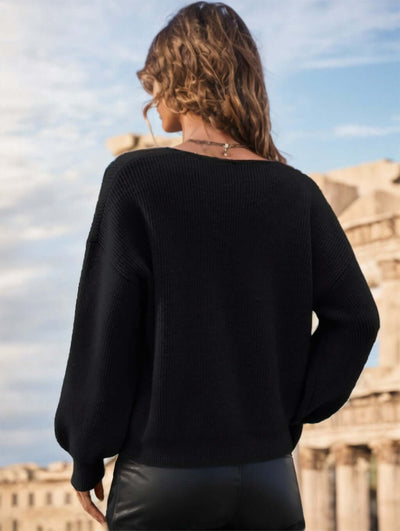 A Solid-color Long-sleeved Top With A Large Collar For Ladies eprolo