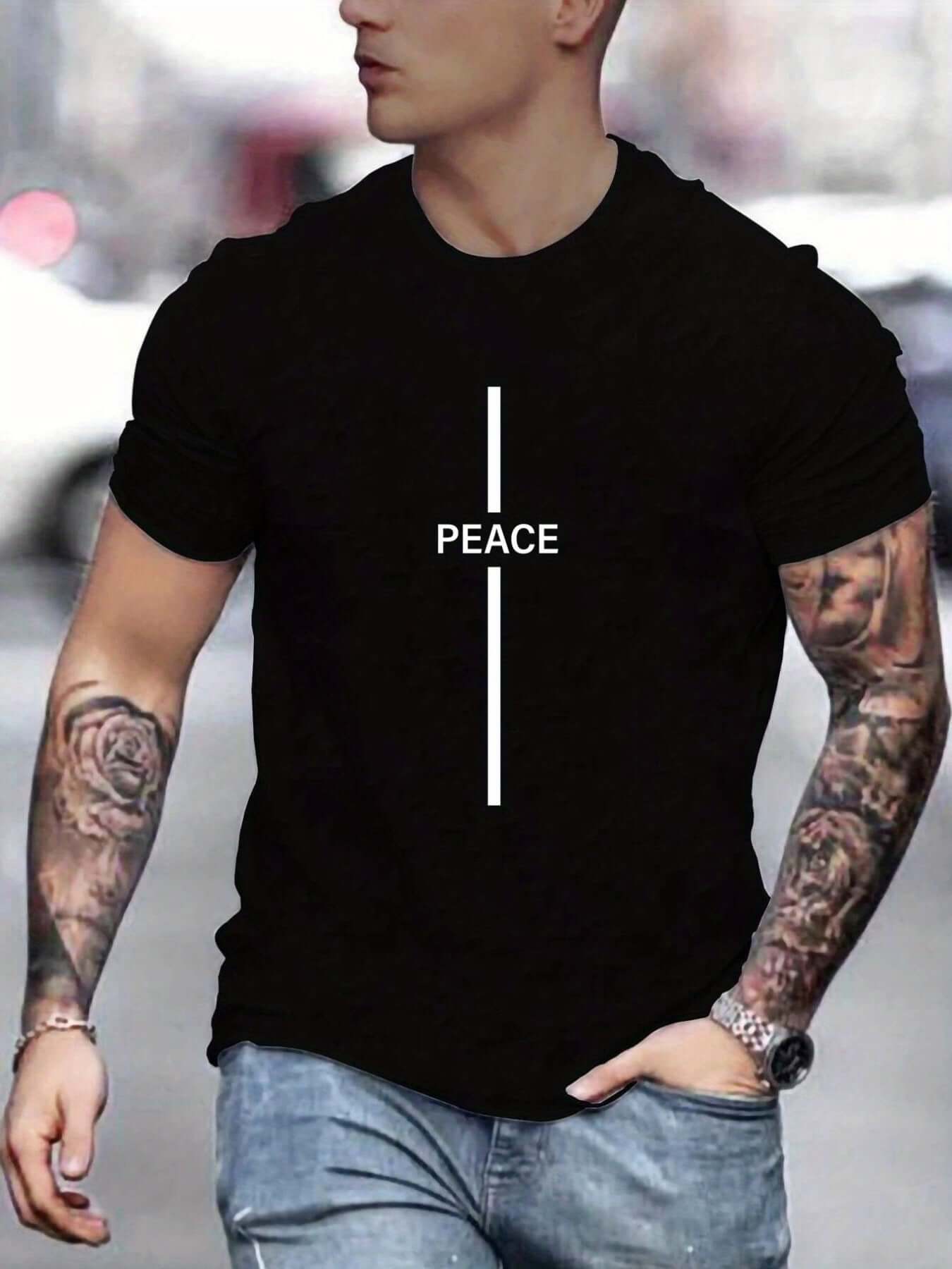 T Shirt With Peace Print Short eprolo