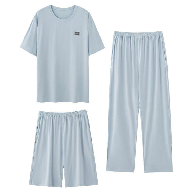 Men's Pajamas Thin Spring And Summer Modal Short-sleeved Trousers Three-piece Home Wear Suit eprolo