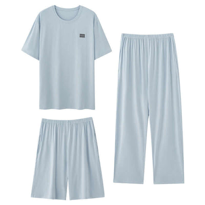 Men's Pajamas Thin Spring And Summer Modal Short-sleeved Trousers Three-piece Home Wear Suit eprolo