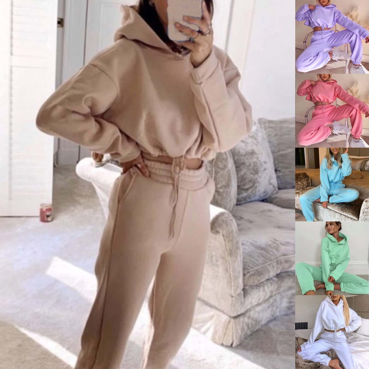 Jogging Suits For Women 2 Piece Sweatsuits Tracksuits Sexy Long Sleeve HoodieCasual Fitness Sportswear eprolo