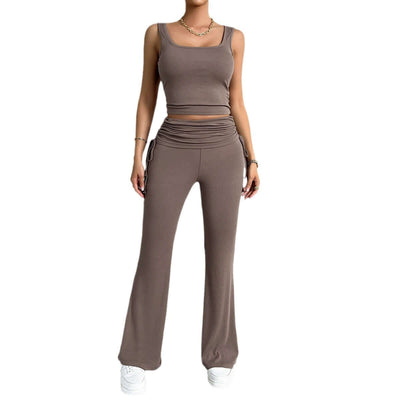 Casual Solid Color Slim Fit Vest Pants Suit eprolo