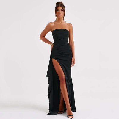 Strapless Split Long Dress Summer Fashion Pleated Bridesmaid Dress For Womens Party Wedding Clothing eprolo