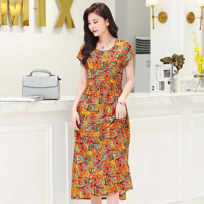 Women's Fashion Casual Cotton Linen Mid-length Dresses eprolo