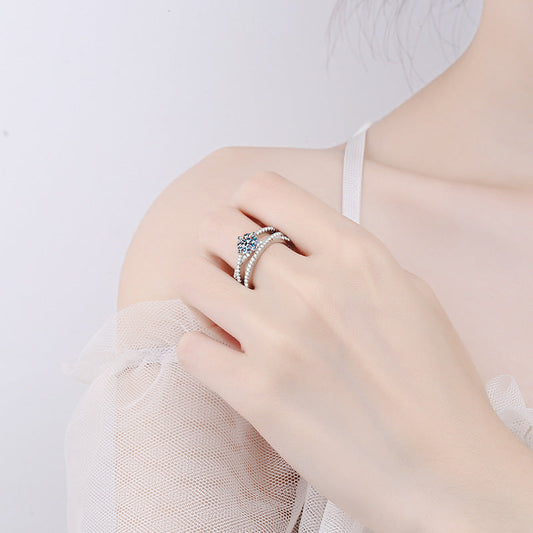 S925 Sterling Silver Moissanite Ring Women eprolo