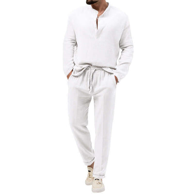 Solid Color Casual T-shirt Long Sleeve Shirt Trousers Suit eprolo