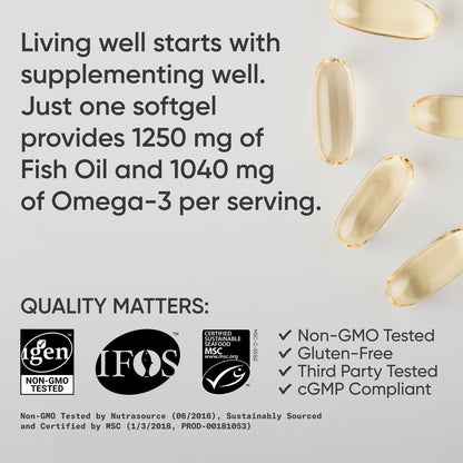 Triple Strength Omega 3 Fish Oil  Burpless Fish Oil Supplement W EPA & DHA Fatty Acids From Single-Source Wild Alaska Pollock 90 Count eprolo