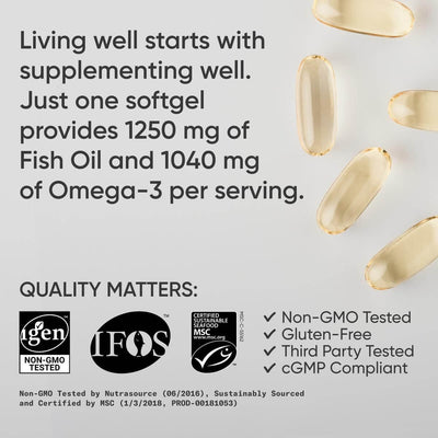 Triple Strength Omega 3 Fish Oil  Burpless Fish Oil Supplement W EPA & DHA Fatty Acids From Single-Source Wild Alaska Pollock 90 Count eprolo