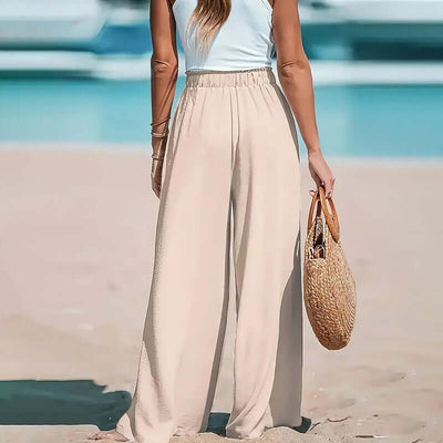 Women's Elastic High Waist Wide Leg Pants, Casual Loose Fit Trousers For Business & Everyday Wear eprolo
