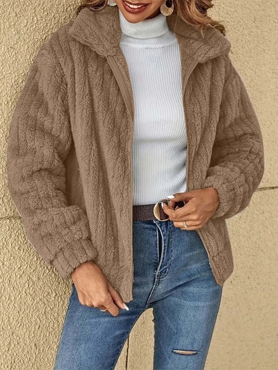 Plush Zip Up Long Sleeve Jacket eprolo