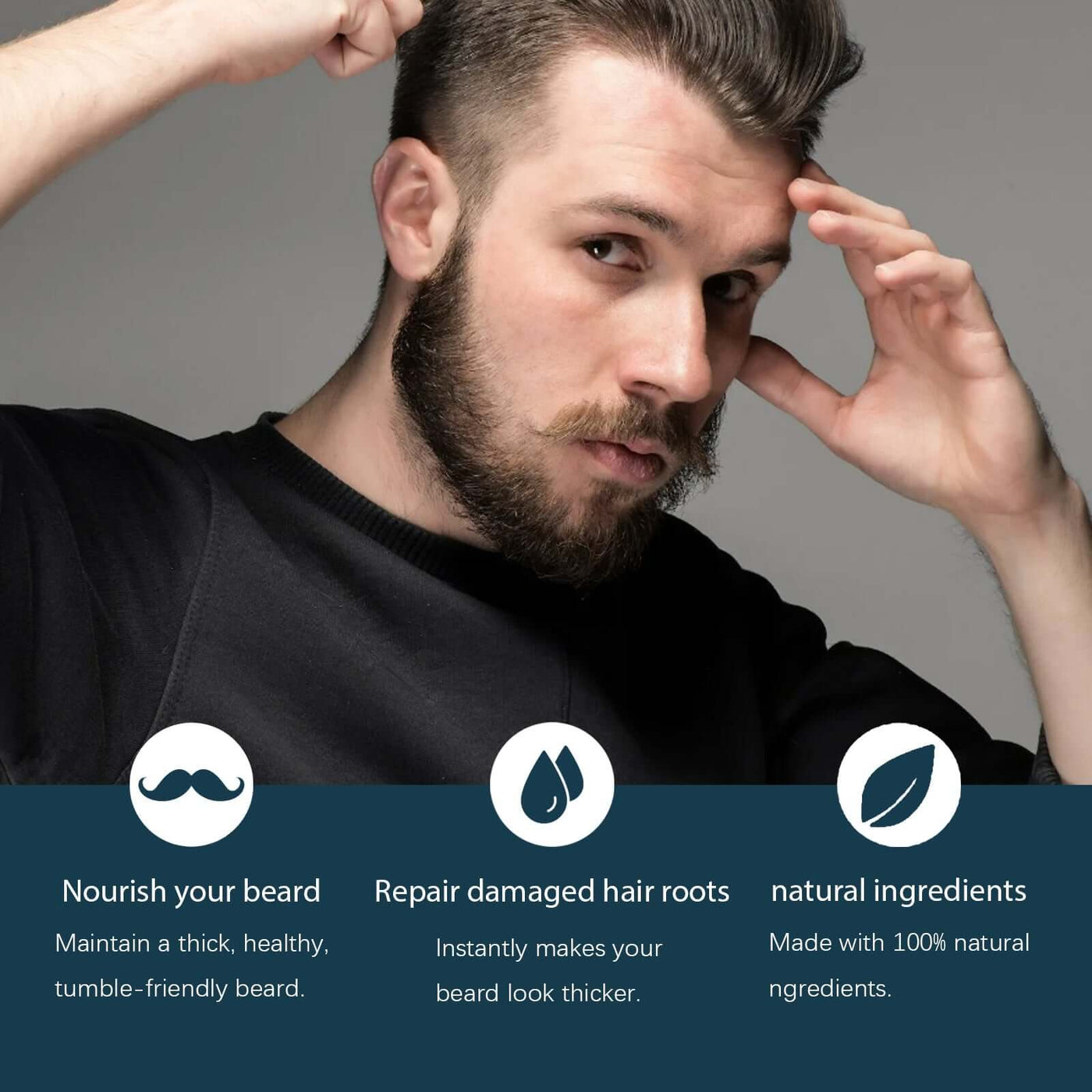 Beard Fuller & Strengthen Serum, Soft And Bright Men's Beard Strong Root Nourishing And Bushy Care Essence eprolo