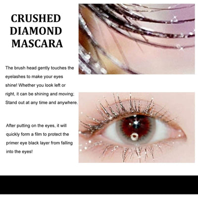 Crushed Diamond Mascara, Set Primer Instant Dry Film Flash Tear Eye Non-Smell-Free Mascara eprolo